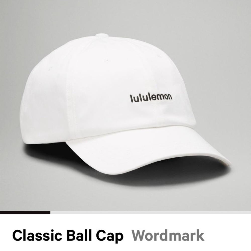 NWT Lululemon White Classic Ball Cap. Size: S/M